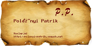 Polónyi Patrik névjegykártya
